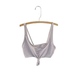 Frankies Bikinis Swim Top Bikini Tie Front Knot Grey